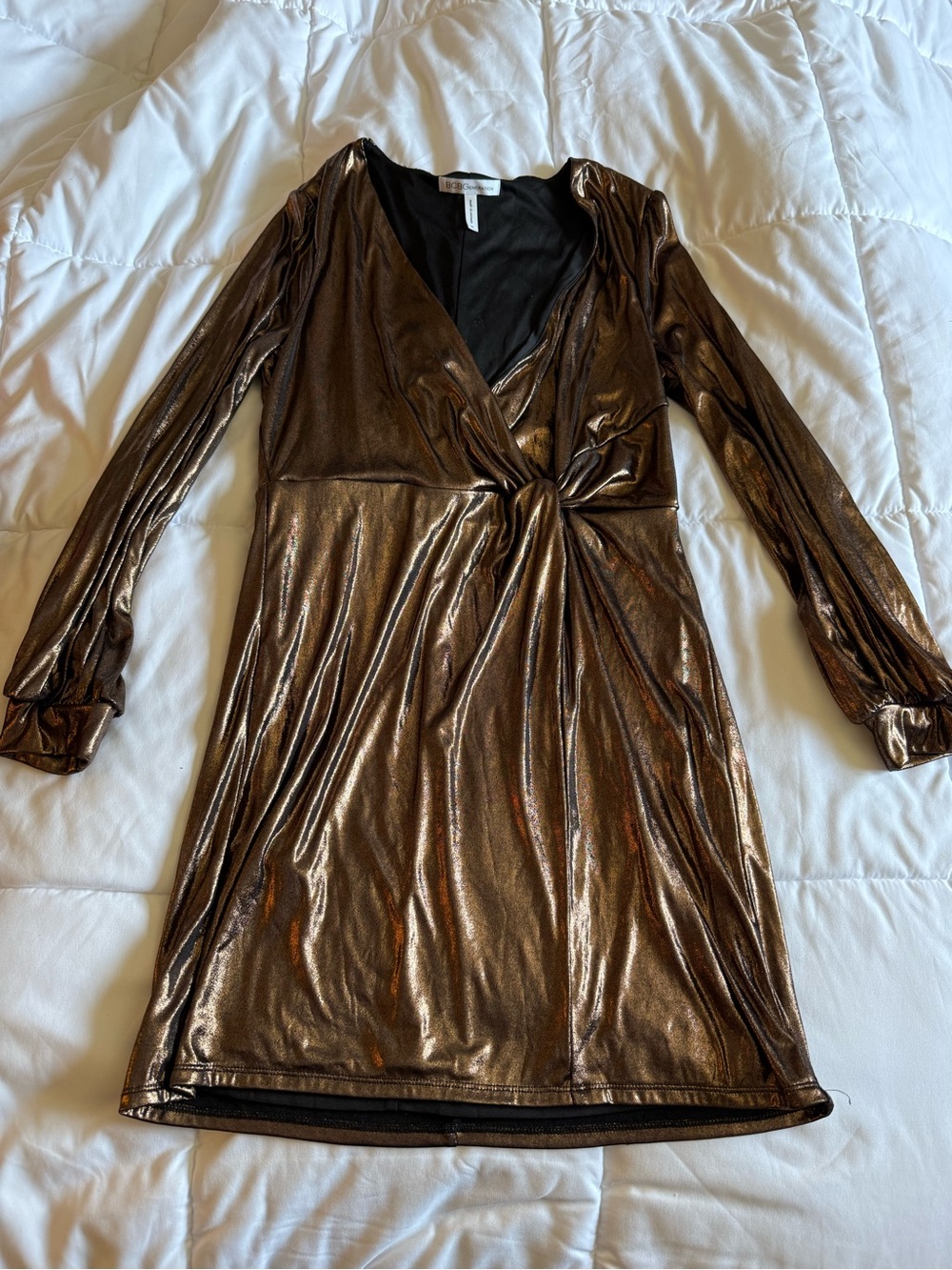 BCBGeneration Metallic Brown Sheen Dress